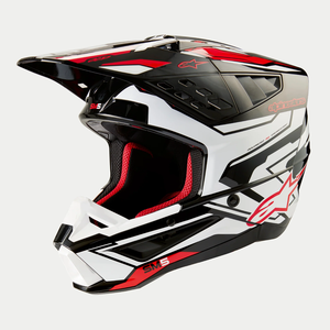 Alpinestars 2024 SM5 Action 2 Helmet (Black/White/Bright Red Glossy)